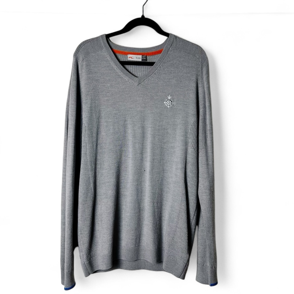 KJUS - V-Neck Men's Wool‎ Golf Sweater Gray - Sz. 2XL